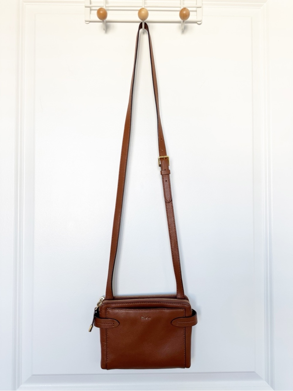 Lauren Ralph Lauren Crawley Double-zip Leather Crossbody Bag Adjustable Straps
